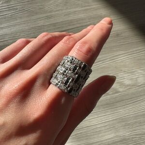 Lux Black and White Braided Ring